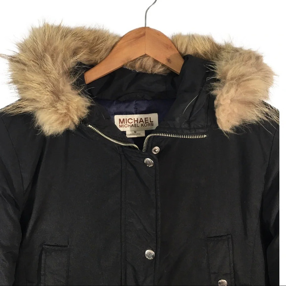 C1 Women’s Michael Kors Fur Hood Down Parka Jacket M - Picture 4 of 7